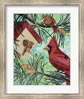 Framed Cardinals And Birdhouse