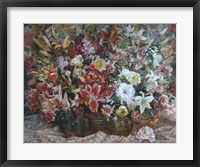 Framed Flowers on Checkered Tablecloth