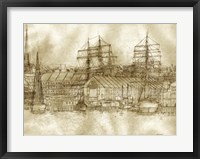 Framed Boston Harbor c. 1877 Sepia Tone