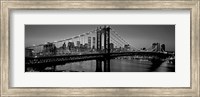 Framed Manhattan Bridge and Skyline BW