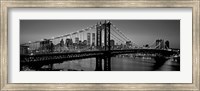 Framed Manhattan Bridge and Skyline BW
