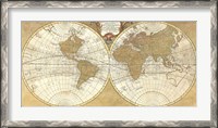 Framed Gilded World Hemispheres I