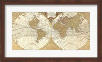 Framed Gilded World Hemispheres I