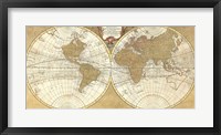 Framed Gilded World Hemispheres I