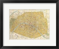 Framed Gilded Map of Paris