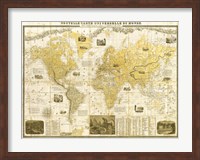 Framed Gilded 1859 Map of the World