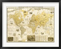 Framed Gilded 1859 Map of the World