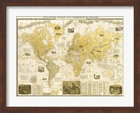 Framed Gilded 1859 Map of the World