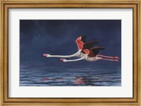 Framed Flying Flamingos