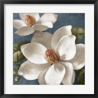 Framed Magnolias on Blue I