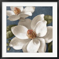 Framed Magnolias on Blue I