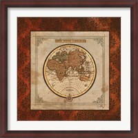 Framed Red Damask Map II