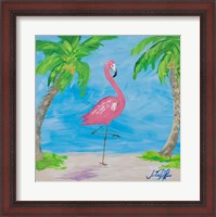 Framed Fancy Flamingos I