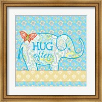 Framed Blue Elephant I - Hug Often