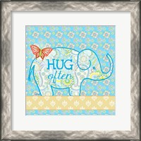 Framed Blue Elephant I - Hug Often