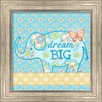 Framed 'Blue Elephant I - Dream Big' border=