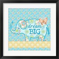Framed 'Blue Elephant I - Dream Big' border=