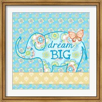 Framed Blue Elephant I - Dream Big