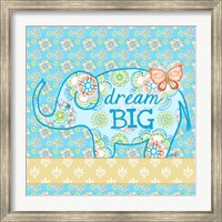 Framed Blue Elephant I - Dream Big