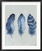Framed Indigo Blue Feathers I