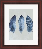 Framed Indigo Blue Feathers I