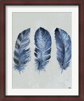 Framed Indigo Blue Feathers II