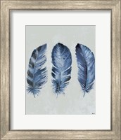 Framed Indigo Blue Feathers II
