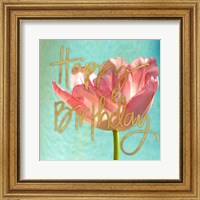 Framed Pink Tulip Birthday