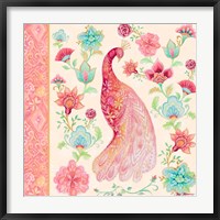 Framed Pink Medallion Peacock I