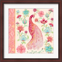 Framed Pink Medallion Peacock I