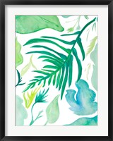 Framed Green Water Leaves I