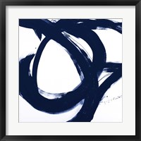 Framed Navy Circular Strokes I