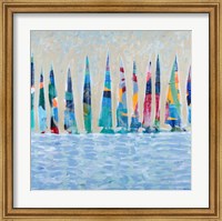 Framed Dozen Colorful Boats