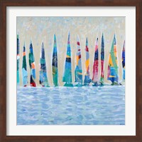 Framed Dozen Colorful Boats