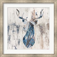 Framed Blue Rhizome Deer Bust