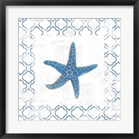 Framed Navy Starfish on Newsprint