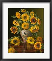 Framed Sunflowers In A Peacock Vase