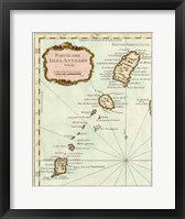 Framed Petite Map of the Antilles Islands II