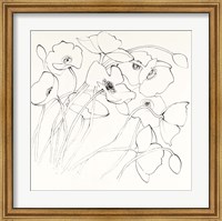 Framed Black Line Poppies II