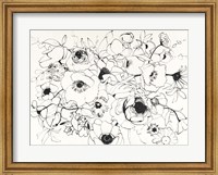 Framed Black Line Poppies Mix