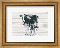 Framed Cow and Calf on Wood