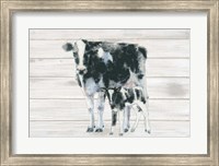 Framed Cow and Calf on Wood