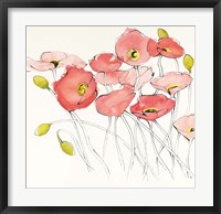 Framed Black Line Poppies I Watercolor