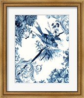 Framed Bird & Branch in Indigo II