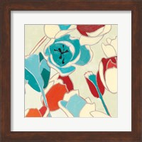Framed Cloisonne Tulipe I Turquoise Vignette