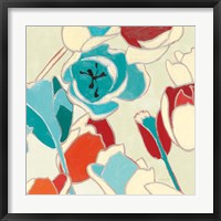 Framed Cloisonne Tulipe I Turquoise Vignette