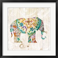 Framed Boho Paisley Elephant I