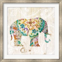 Framed Boho Paisley Elephant I