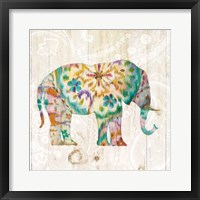 Framed Boho Paisley Elephant I