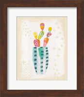 Framed Collage Cactus I on Graph Paper